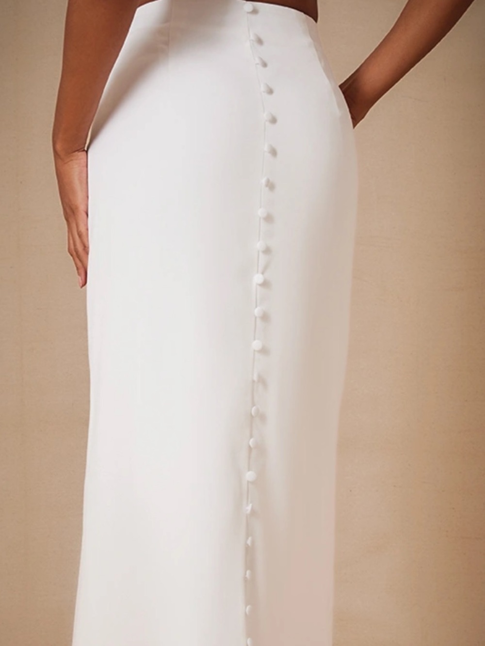 NWT PrettyLittleThing White Woven Detail Button-Back Maxi Skirt - Picture 3 of 11
